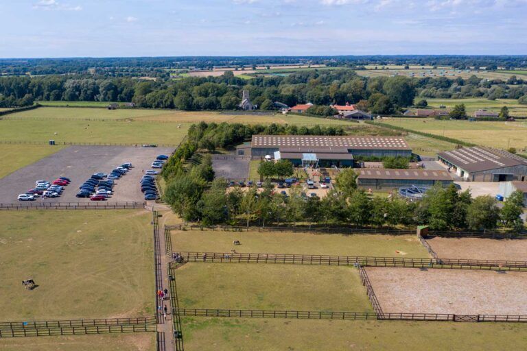 Ariel view of stables and fields